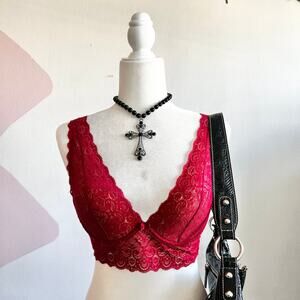 Intimissimi Red Lace Bralette,‎ Coquette Romantic Lingerie Small